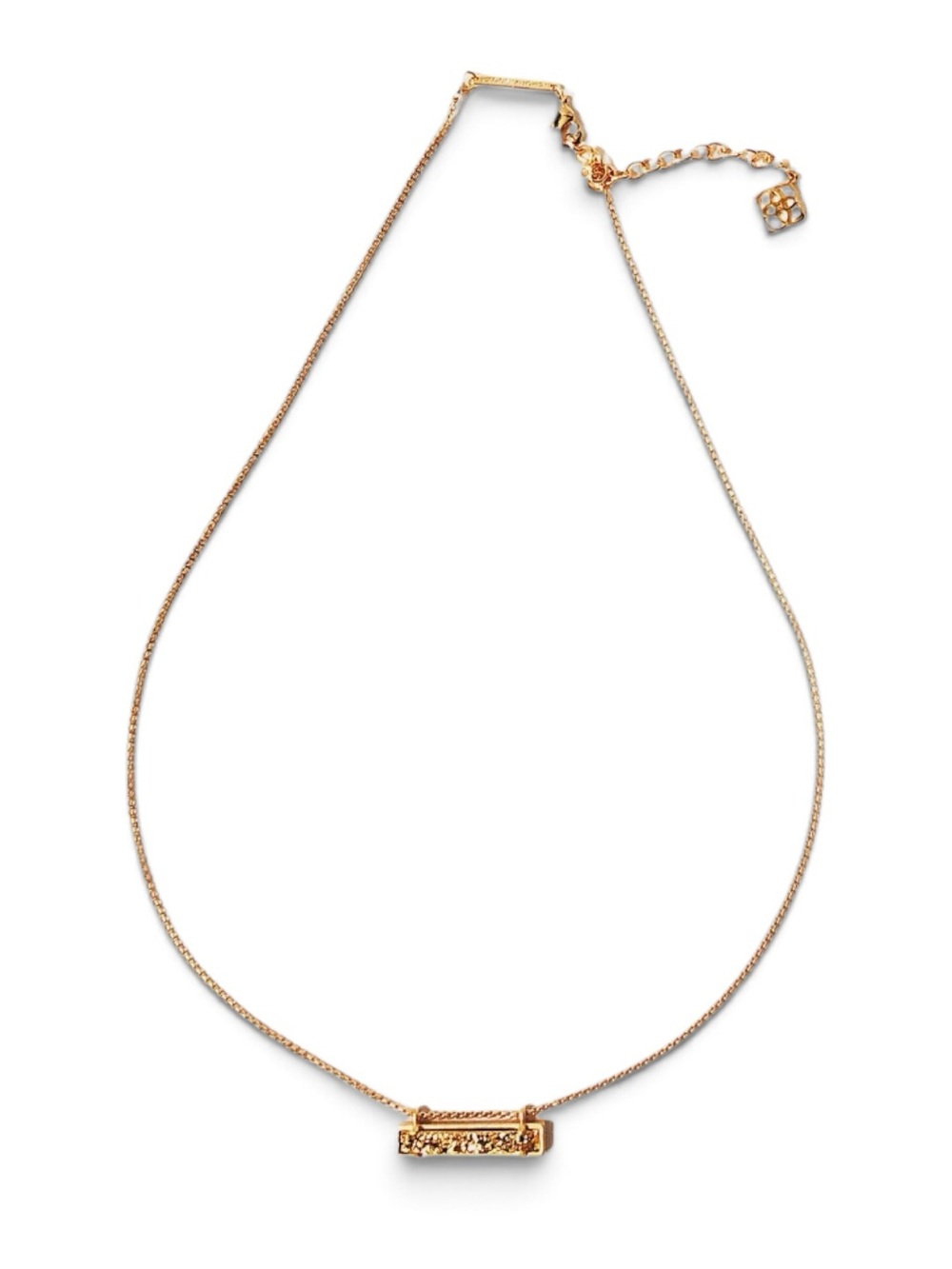 Kendra Scott Rose Gold Leanor Bar Drusy Quartz Necklace